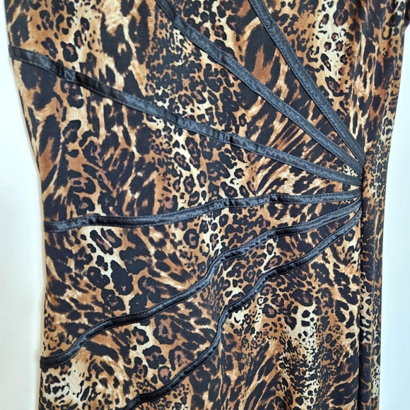 Connected Apparel Animal Print Dress Womens Size 10 Brown Black Sleeveless - Picture 4 of 10